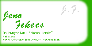 jeno fekecs business card